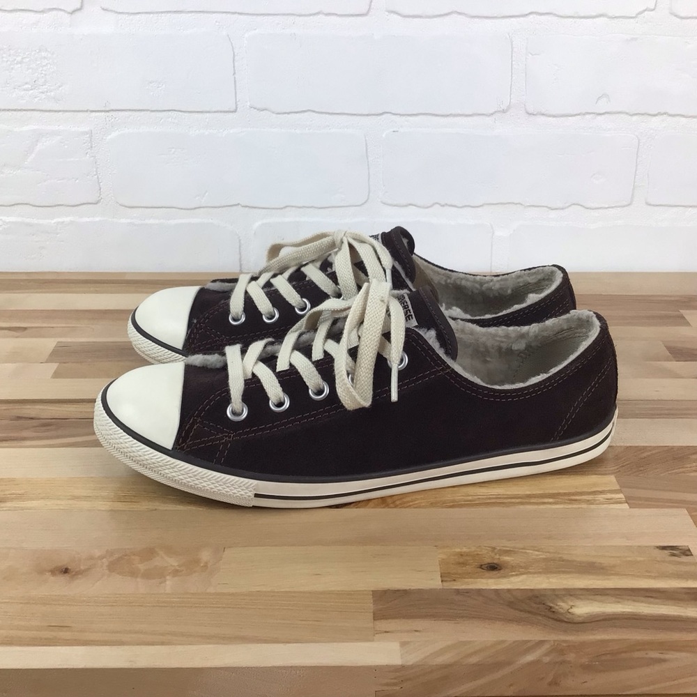Converse suede sherpa lining All Star brown white sneakers sherpa size 8